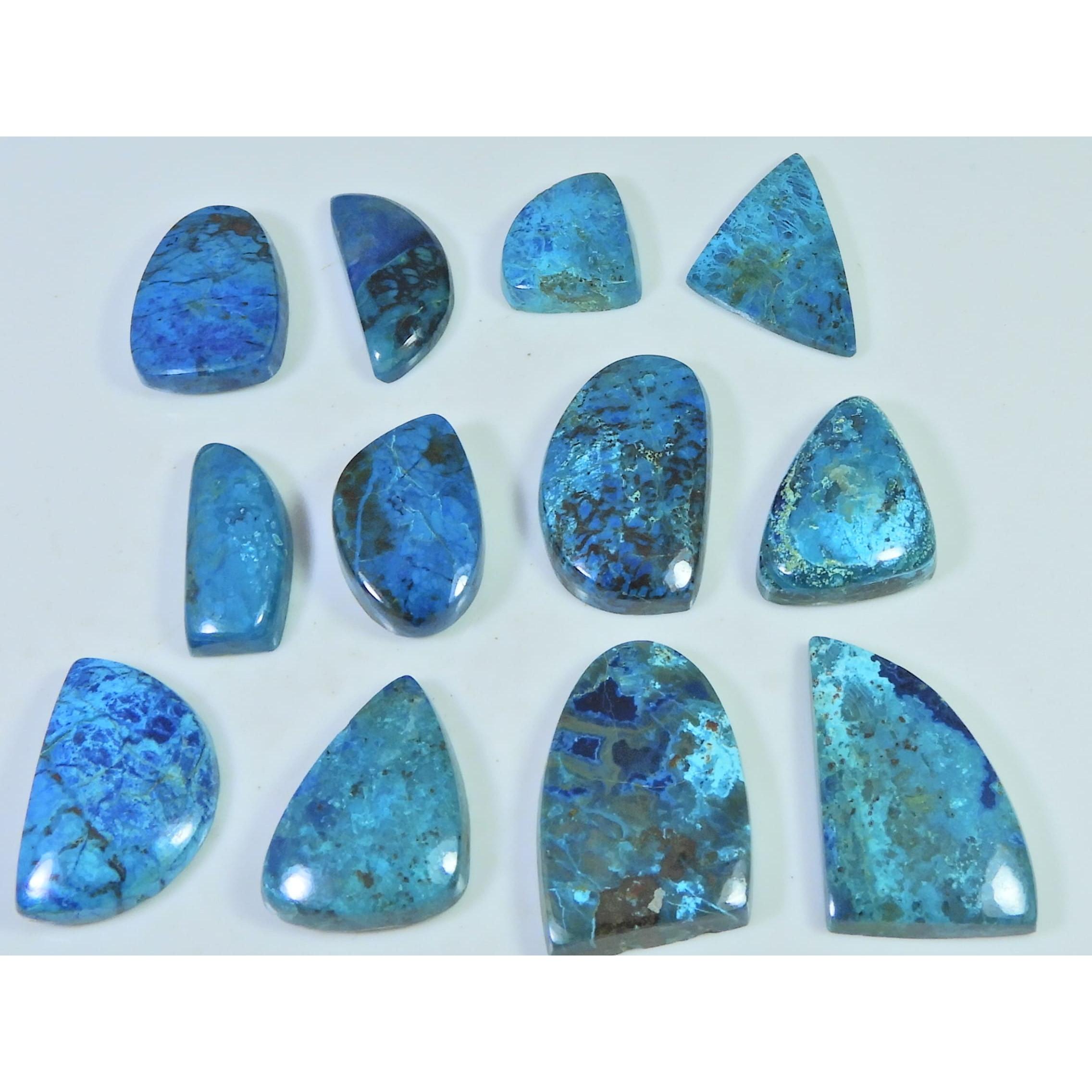 

212Cts. Natural Shattuckite Fancy Cabochon Loose Gemstone 12Pcs Lot 17-27 MM C-516
