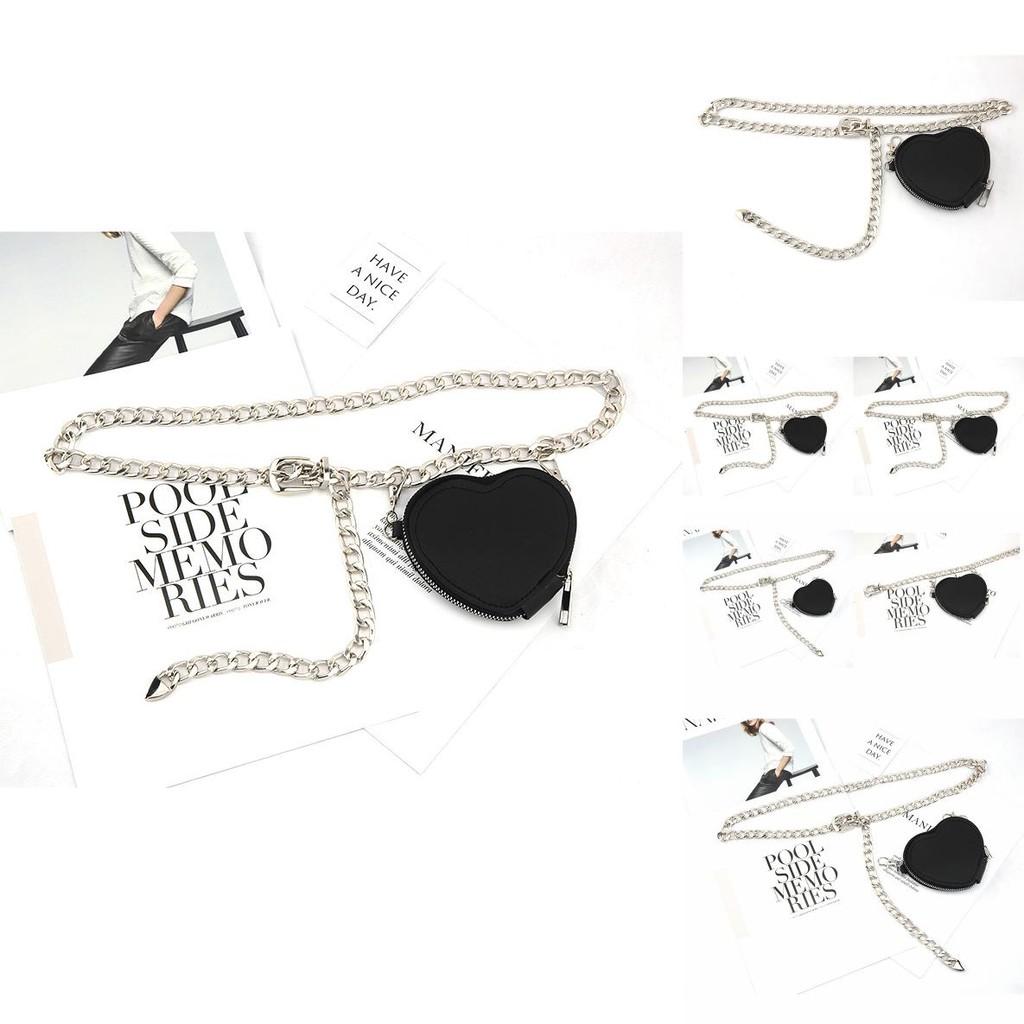 Fashion Metal Women Waist Chain With Detachable Heart Shaped Bag Pendant For Outdoor Wear