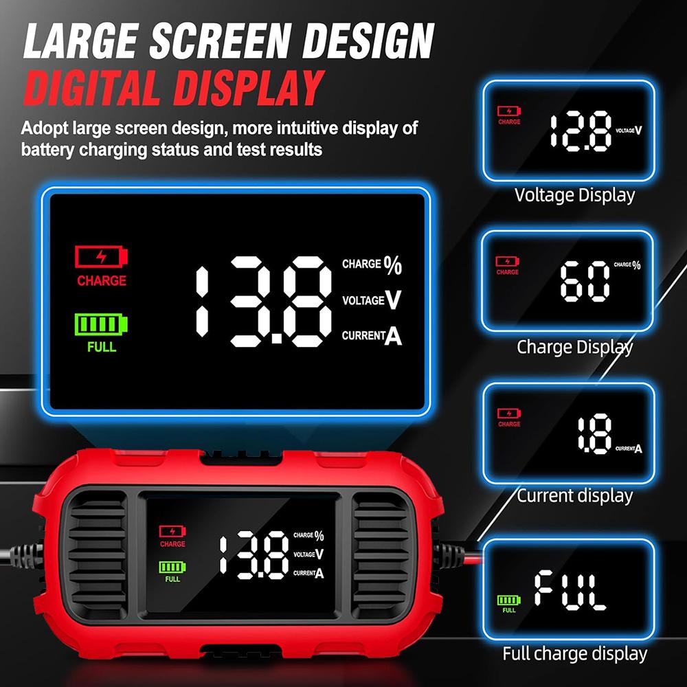 2A 12V Car Battery Chargers Digital Battery Maintenance For AGM GEL Lead-Acid Batteries Motorcycle Scooter Battery Charge Device