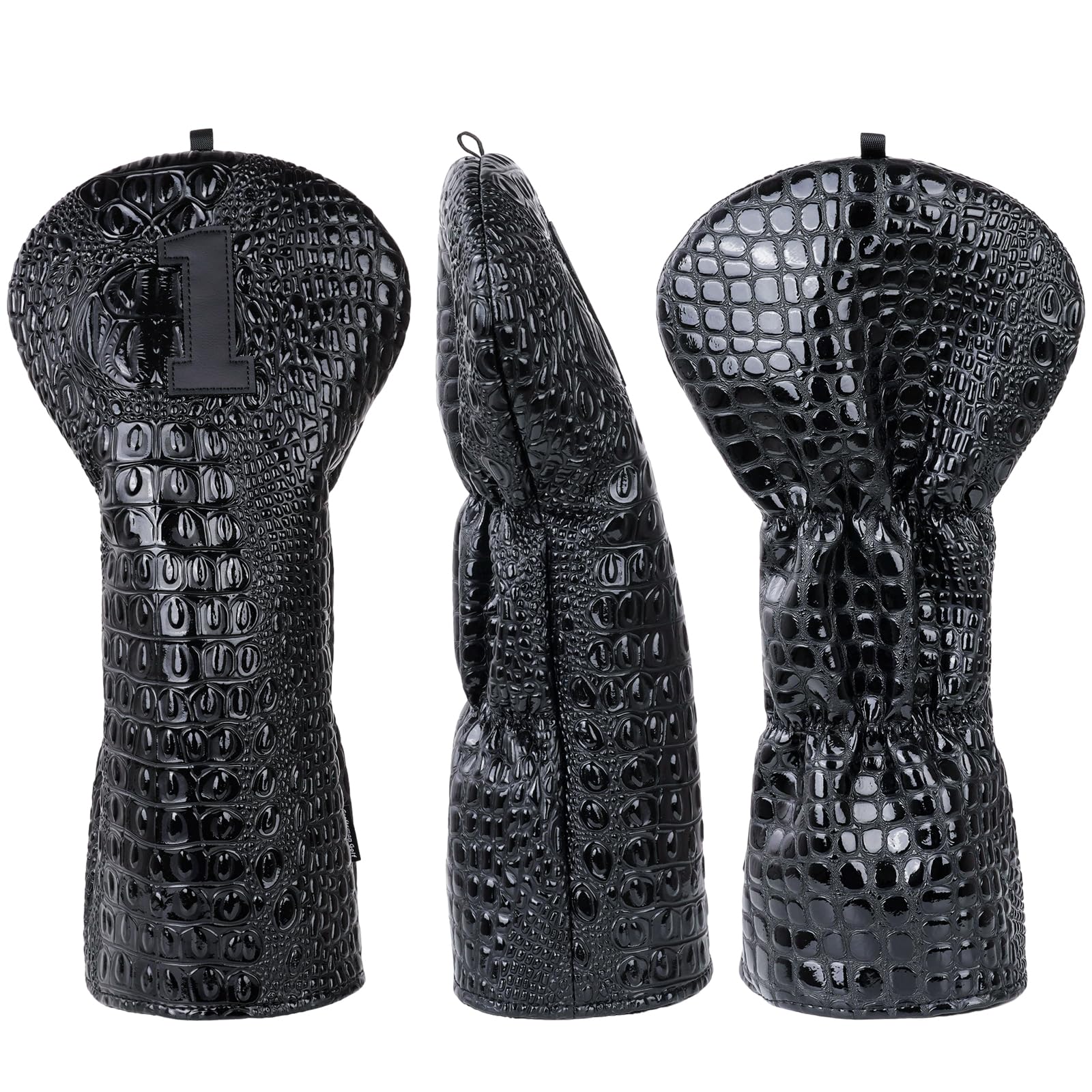 

Golf club headcover set for fairway and synthetic Single drivers, woods, utilities. Crocodile-patterned leather. item.