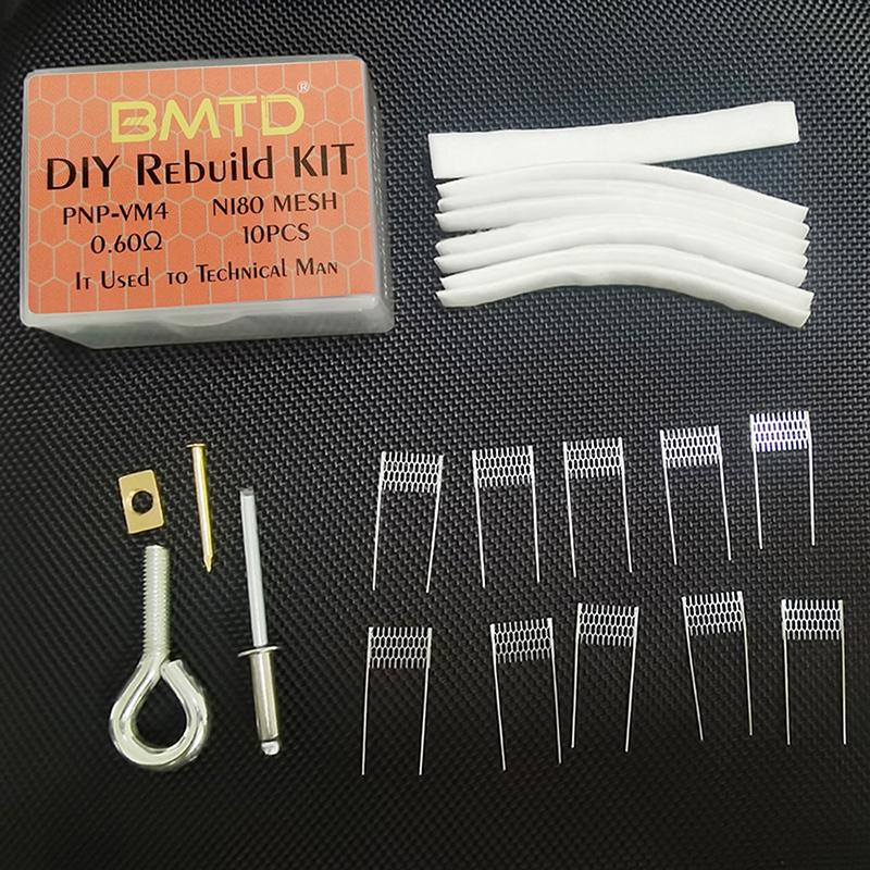 Diy Rebuilt Kit Replacement 10Pcs Ni80 Mesh Coil + 10Pcs Flat Cotton For Pnp-Vm4