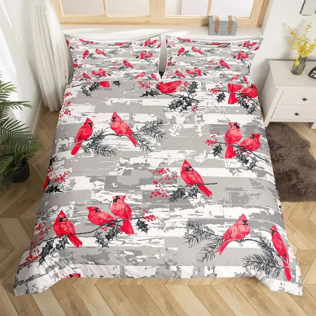 Cartoon Birds Duvet Cover SetWatercolor Cute Music Animal Bedding Set Comforter CoverChildlike Style Quilt Cover Set Full Size