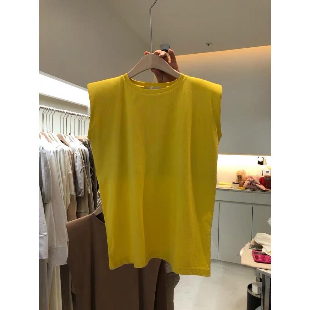 Women's Crew Neck Sleeveless Tank Top Loose Fit Commuter Solid Color Pullover Casual Tee