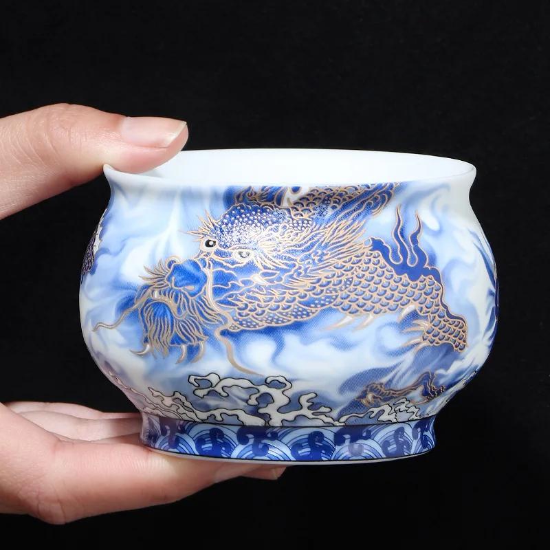Handgefertigte Meistertasse Keramik Teetasse Eisjade Porzellan Drache Shengshi Teetasse Büro-spezifische Persönliche Tasse Geschäftsgeschenk