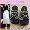 Stylish Rhinestone Slide Sandals For Women Summer Thick Sole Casual Fashionable Footwear
