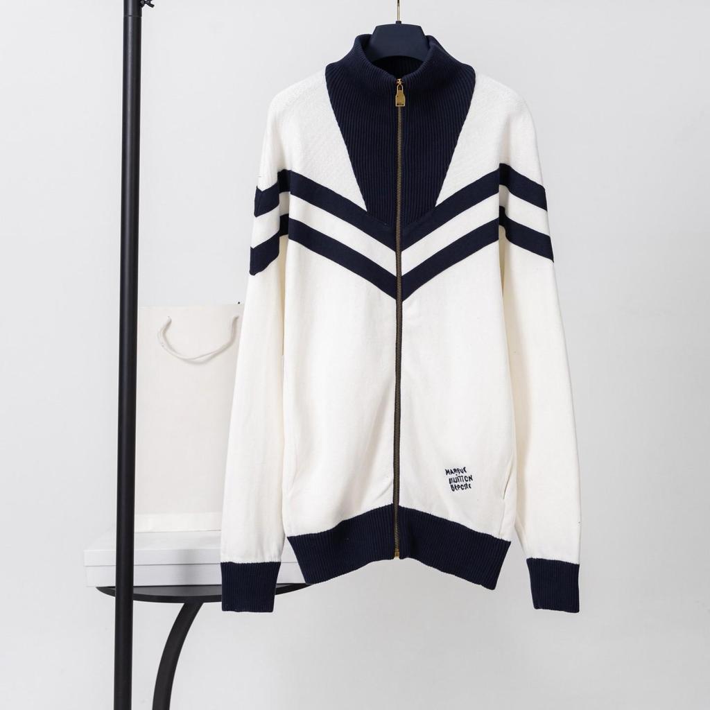 25SS LV Academic Embroidered Knit Cardigan - Unisex Long Sleeve