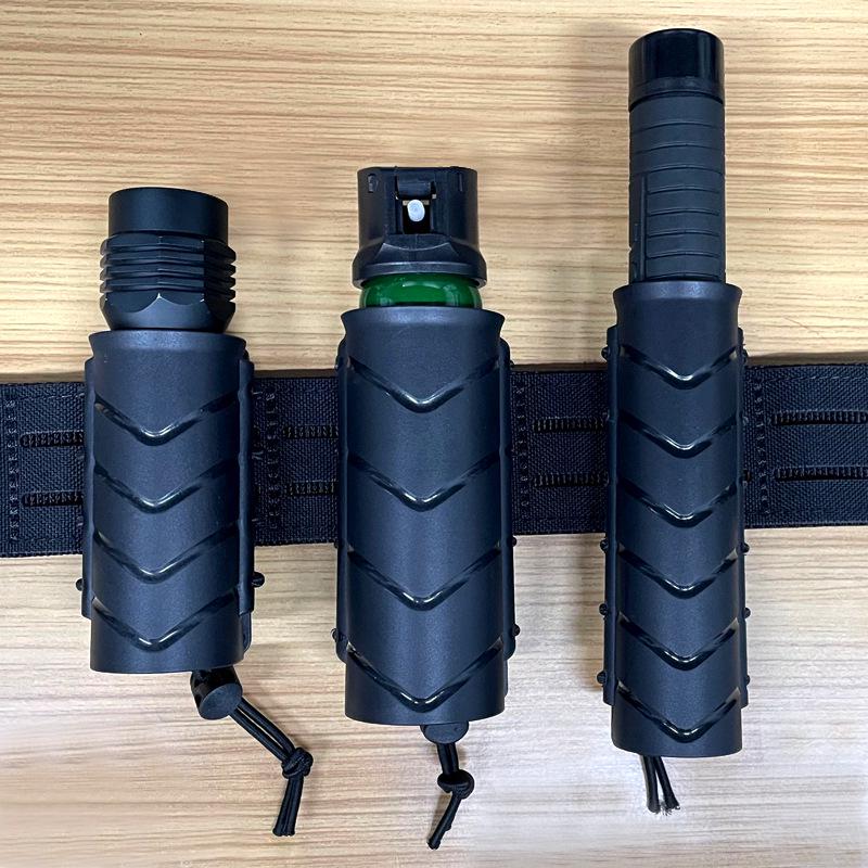 MOLLE-Compatible 360° Rotating Quick Draw Sheath for Baton, Tactical Flashlight, and Spray – Rubber Band Style