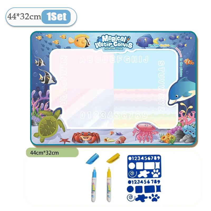 

1шт большой размер волшебный водный коврик для рисования раскраска с многоразовыми волшебными ручками доска для рисования Монтессори развивающие игрушки