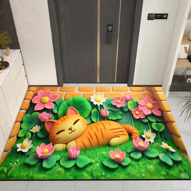 3D Cartoon Schattige Kat Vloerkleed Tapijt voor Woonkamer Kinderkamer Mat Sofa Deurmat Vloerkleed Woondecoratie Antislip Zachte Mat Cadeau