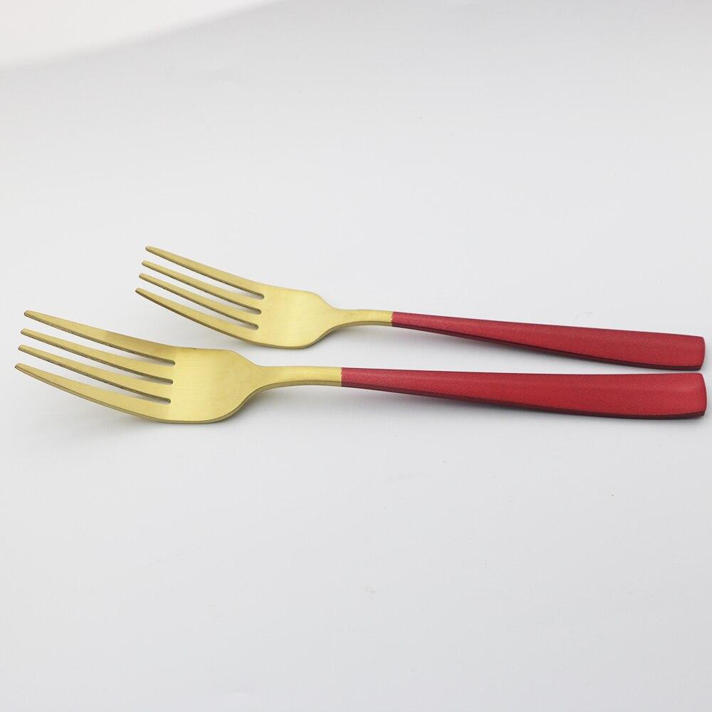 Matt 4stk Rose Gull Servise Rustfritt Stål Sett Knivgaffel Skje Dessertgaffel Bestikksett Servise Kjøkken Western Matsett