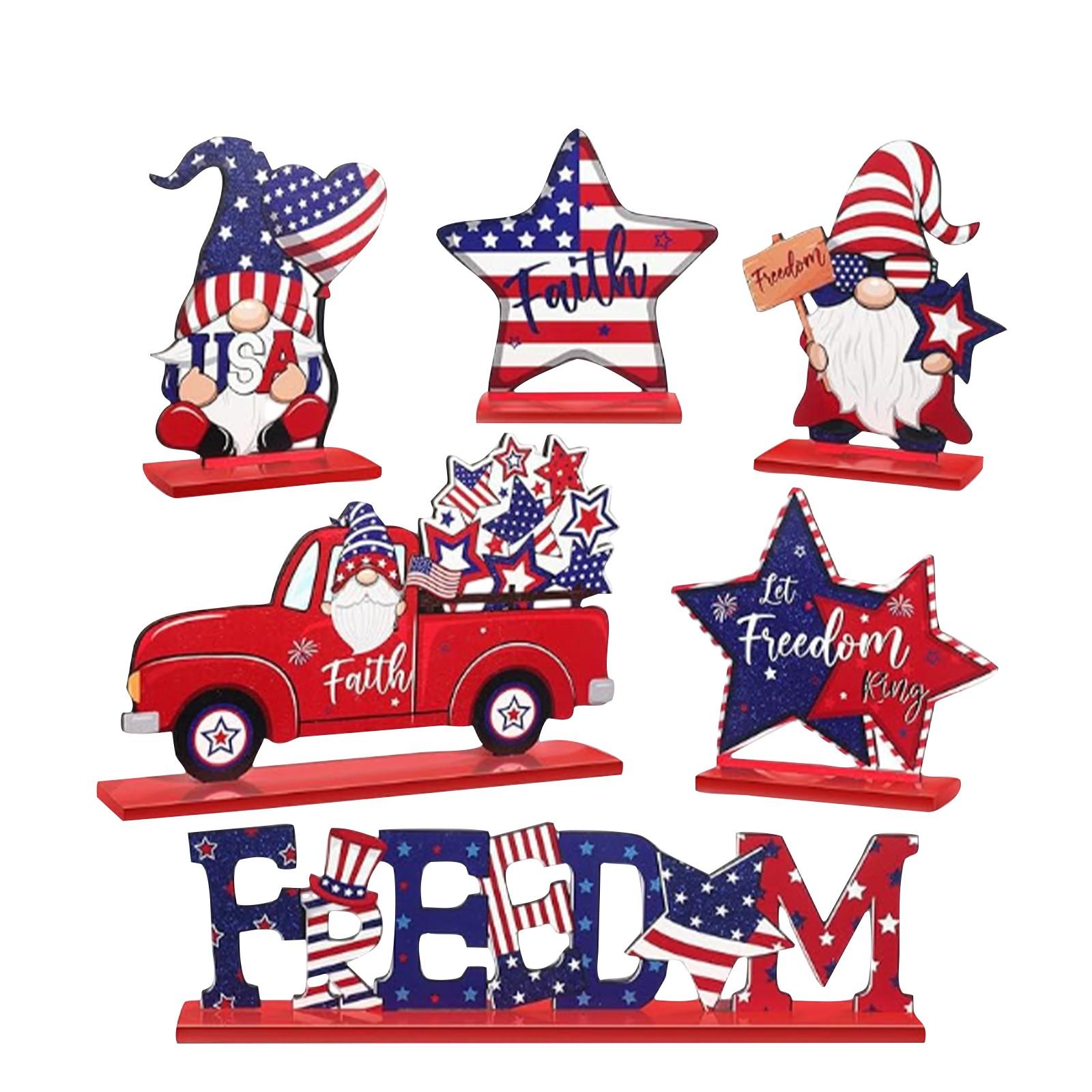 

Six-piece Independence Day Wooden Ornaments, Desktop Home Decoration Crafts One Size