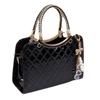 Patent leather lattice Pearl pendant women's handbags European and American fashion designer shoulder bags hard women bag