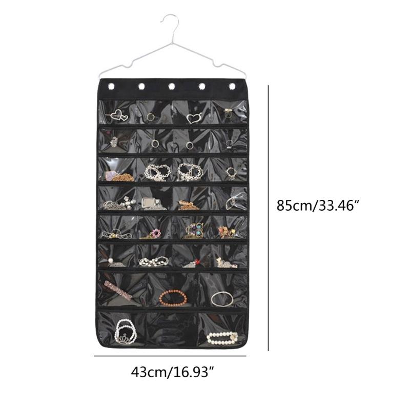 Double sided Jewelry Organizer Storage Bag Closet Rings Earring Necklace Bracelet Organizer Hanging Jewelry Holder