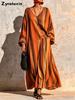 Autumn New Style Striped Printed Set V-Neck Long Sleeve Top Loose Wide Leg Pants Two Piece Outfit