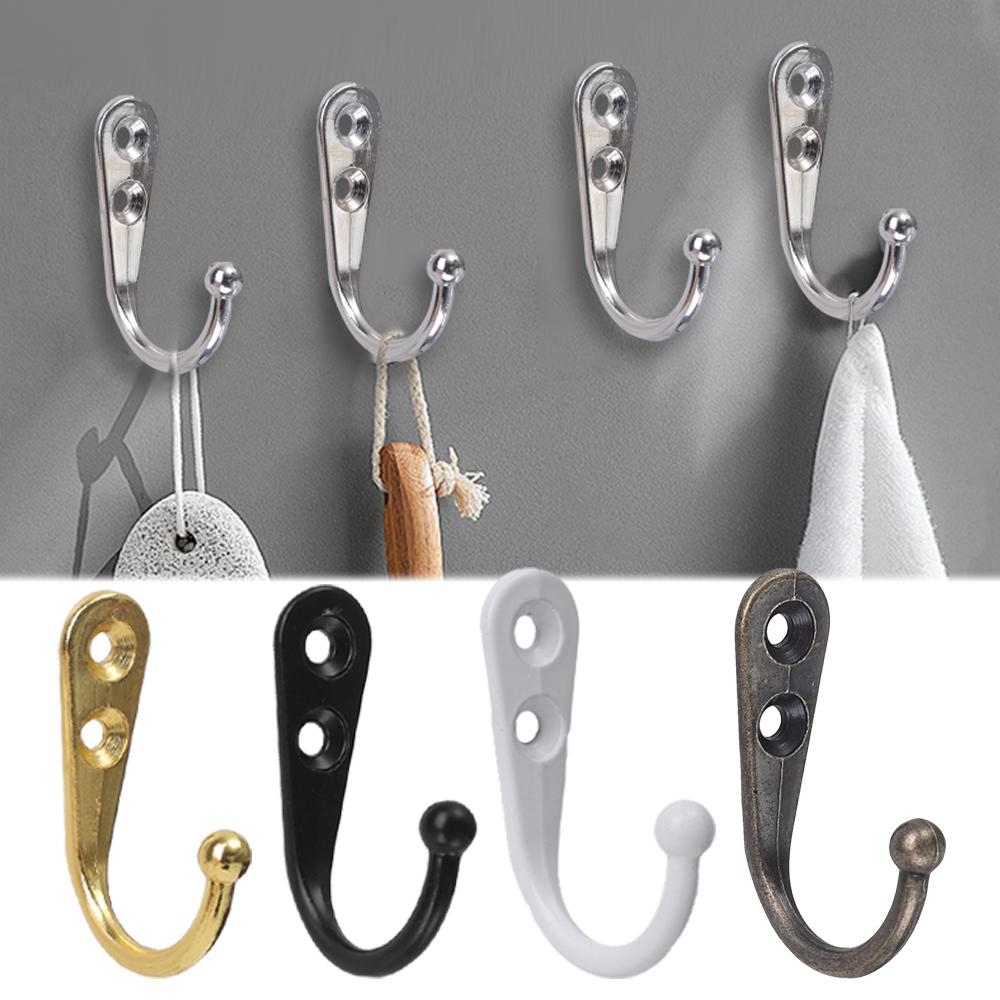 Alloy Hooks with Screw Bathroom Towel Clothes Storage Hooks Key Hangers Storage Gold Silver Racks Home Door Kitchen Organizer