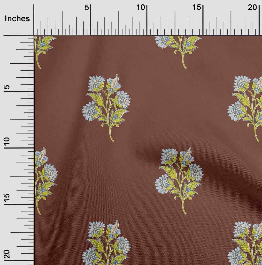 oneOone Cotton Flex Pale Yellow Fabric Leaves & Flower Floral Sewing Fabric By The Yard Printed Diy Clothing Sewing Supplies 40 Inch