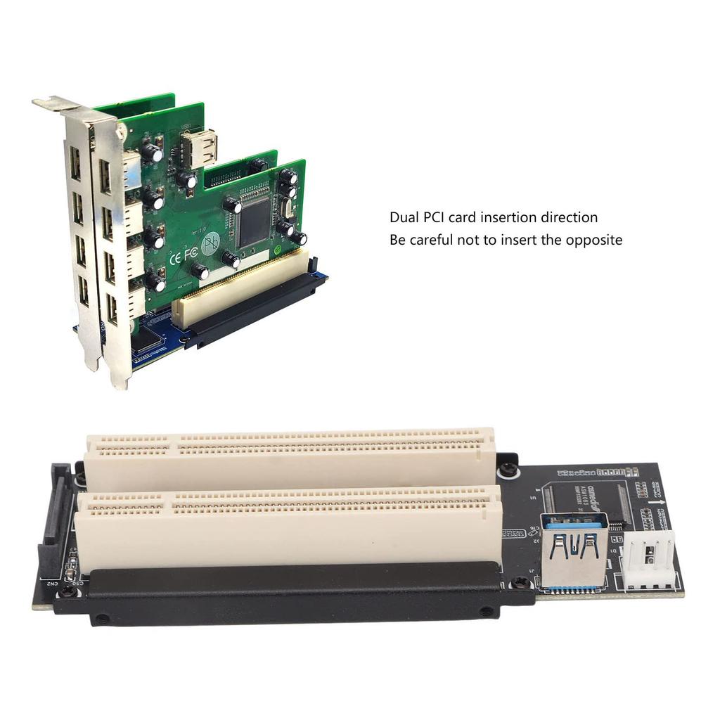 PCI E to Dual PCI Card, PCI E Express X1 to Dual PCI Riser Extender Card, Blue LED, Supports Simultaneous Operation of Dual PCI, for DIY Computers