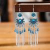 Vintage Ethnic Colorful Crystal Dangle Earrings for Women Classic Beach Chain Tassel Drop Earring Female Pendiente Bijoux