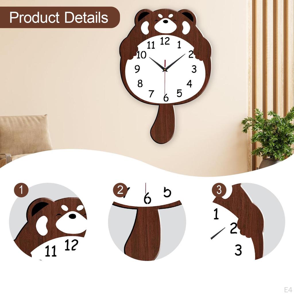 Wall Clock Hanging Fashion Cartoon Housewarming Gift Sturdy with Swing Tail Home Decoration