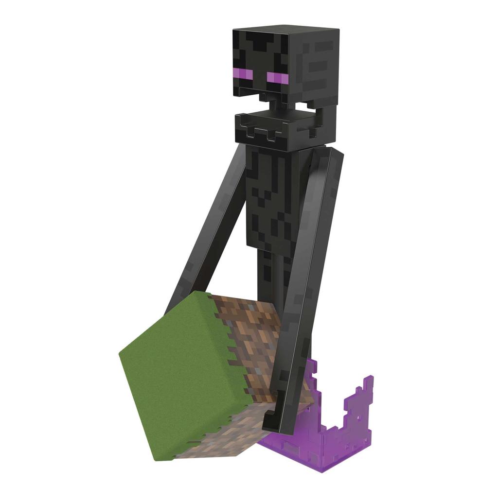 Mattel Minecraft Diamond Enderman Action Figure with Accessories Including Flocked Glass Inch Toy Collectible HLN40 Block, 5.5