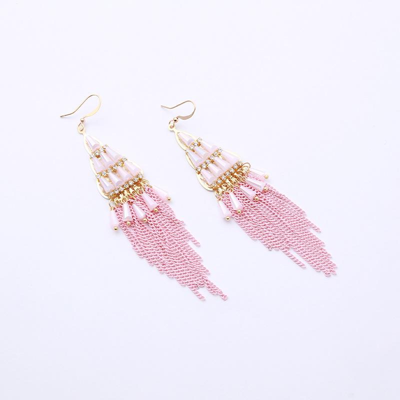 

JMXD Boho Feather Tassel Earrings for Women Long Drop Ethnic Fringe Statement Earrings Hippie Festival Fashion Tribal Dangle Jewelry розовый