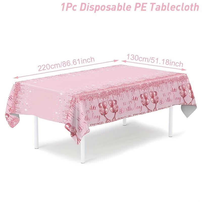 

1 шт., Розовая пластиковая скатерть, Одноразовая скатерть для вечеринки по случаю дня рождения, Скатерть с узором сверкающих бриллиантов, Украшение для женской вечеринки по случаю дня рождения 1pc