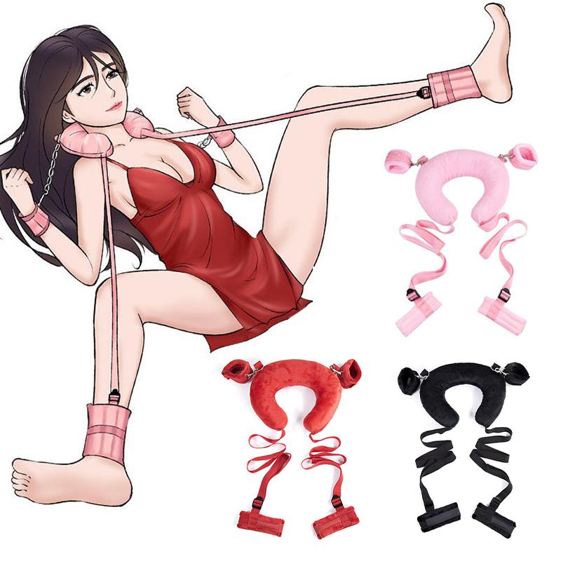 Sex Toys Cotton  Bondage Set Handcuffs Sexy Leg Pillow Thinning Belt Bending Orgasm Couple Toy