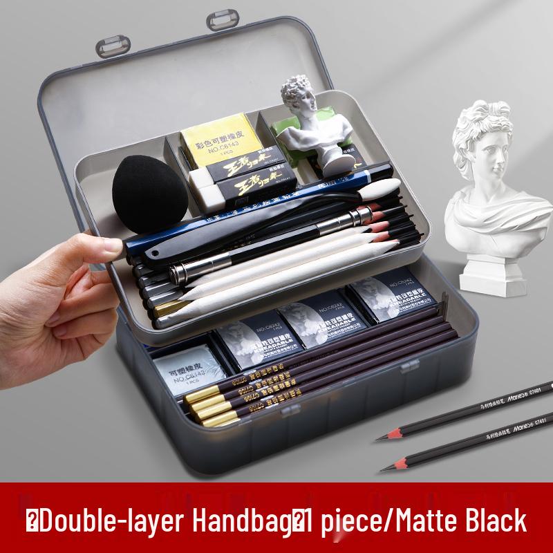Double-Layer Transparent Pencil Storage Box - Extra Large Capacity