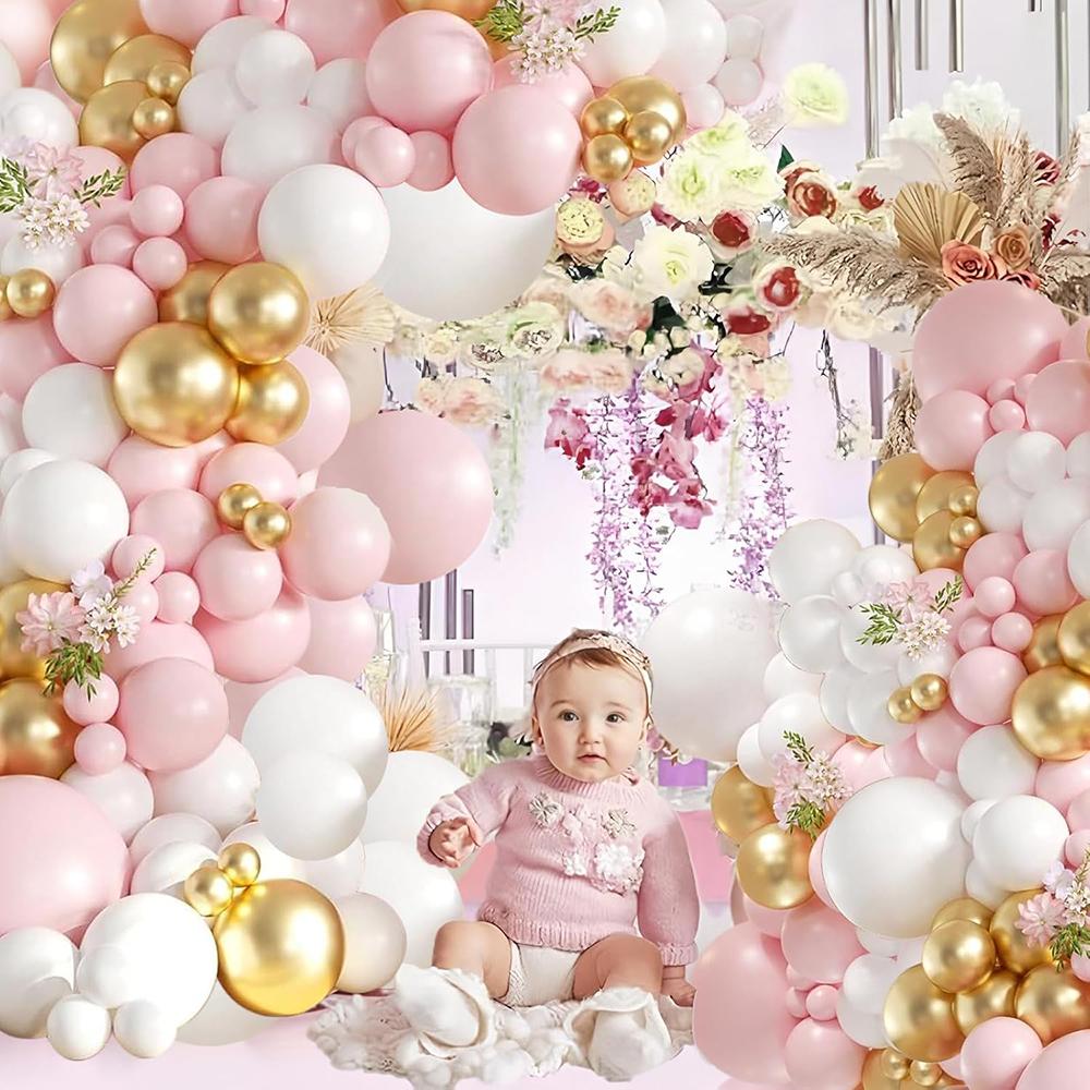 Pastel Pink Balloons Garland Pink White Gold Ballon Arch Kit Home Birthday Party Baby Shower Wedding Decoration Photo Background