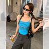 American Spice Girl Letter Print Suspender Vest Women's Summer New Outer Wear Inner Slim and Thin Bow Top