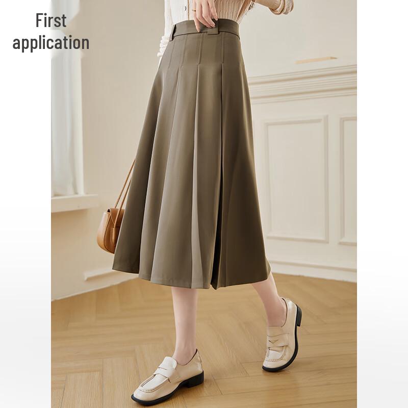 Chushen Maillard Academic A-Line Pleated Skirt