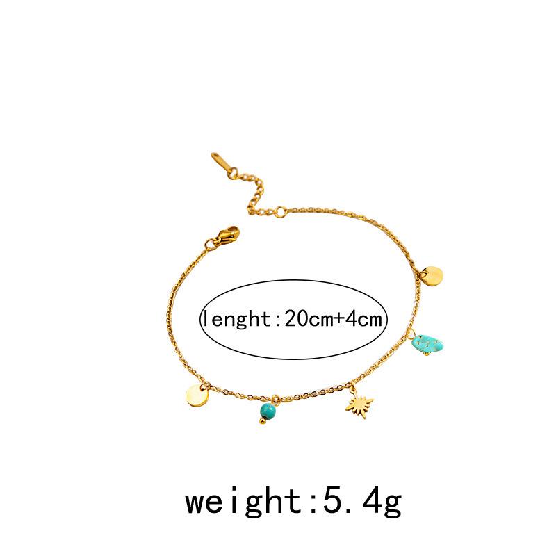 Metallic Turquoise Geometric Disc Anklet with Star and Butterfly Ornaments - Cold Temp Niche Style Accessories