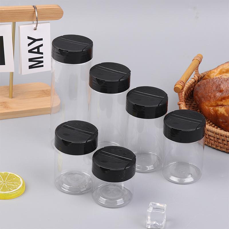 5/6 Pcs Durable Plastic Seasoning Jar, Portable Salt Cellar, Empty Pepper Shaker, Double Flip-Top Transparent Seasoning Jar
