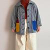 ANKRT Girls' Striped Loose Denim Jacket and Boys' Color-Block Coat