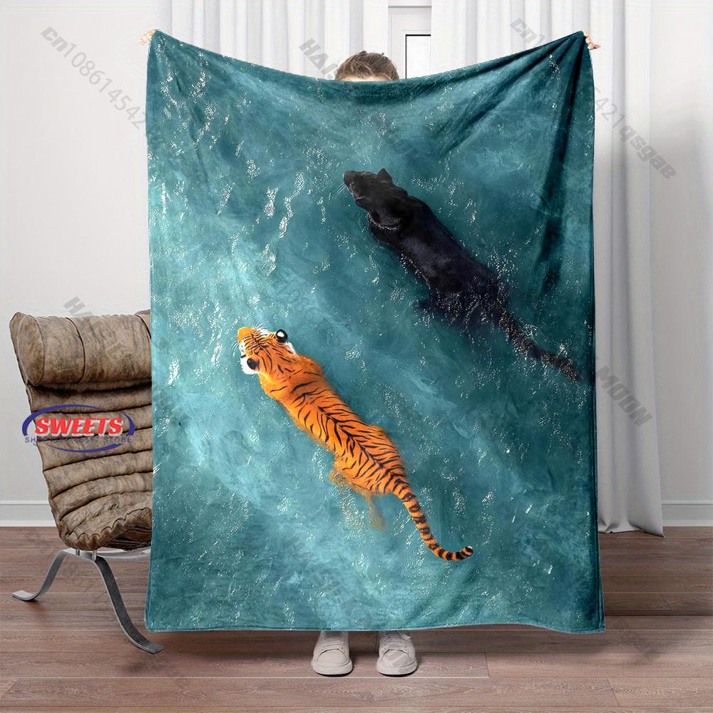 3D Art Style Tiger Print Blanket Warm Soft and Comfortable Home Travel Blanket Sofa Bedding Cover Blankets Gifts Fast Shipping