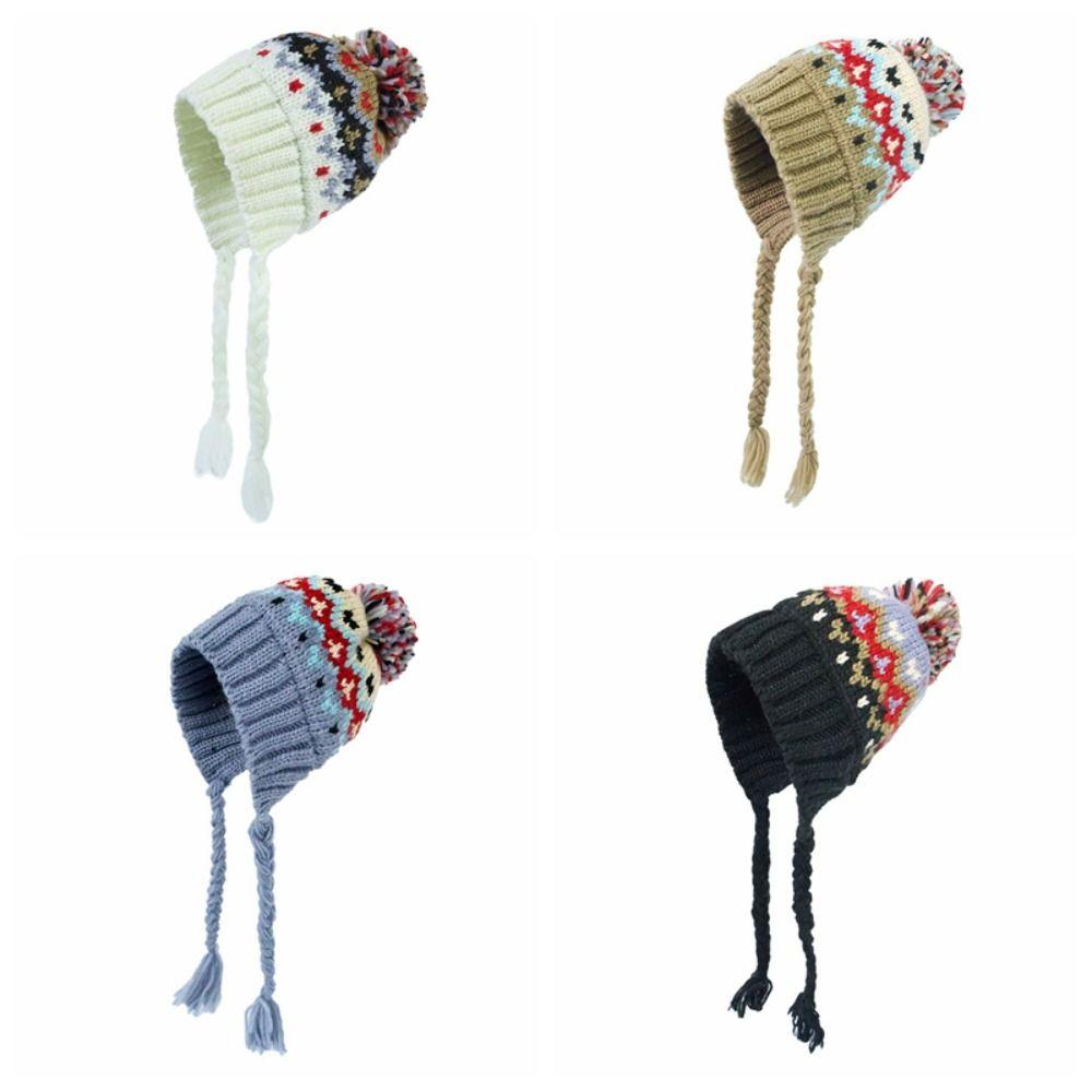 Windproof Children Knitted Hat Autumn Winter Ear Protection Hats Cute Boys Girls Beanie Cap  Kids