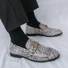 Men Printed Loafers Leather Individuality Formal Business Shoes Wedding Dress Prom Shoes Over Sized