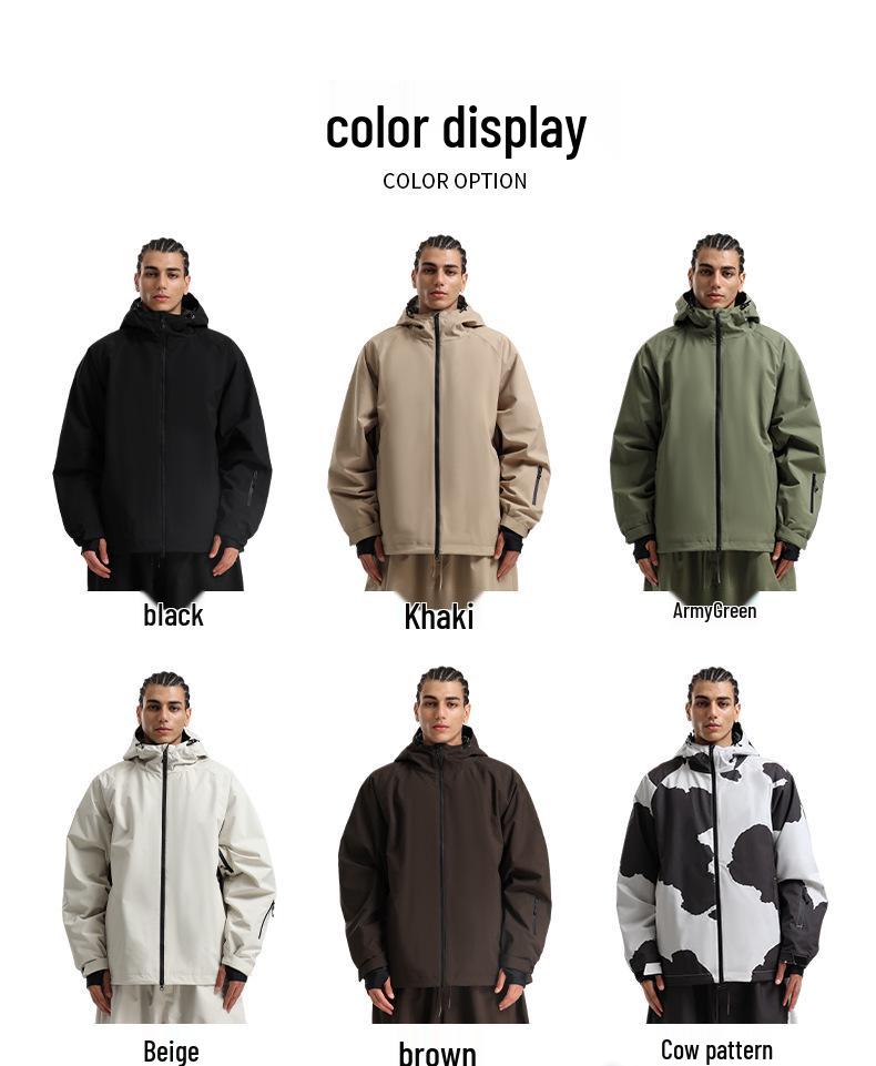 2526 Ski Suit: Men's & Women's Solid Color, Windproof, Waterproof, Breathable Snowboard Workwear, Couple's Professional Ski Gear.