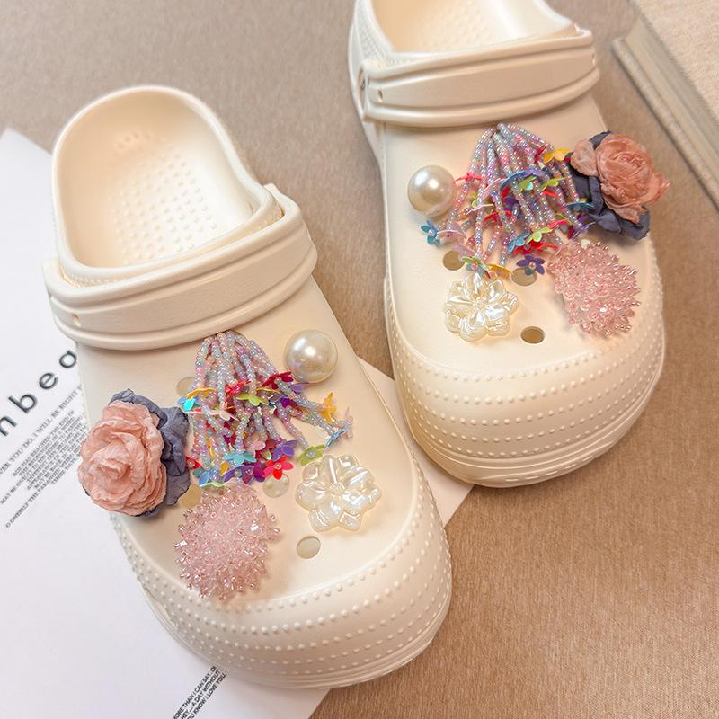 Shoe Decorations Imitation Pearl Colorful Flower Handmade DIY Beaded Shoe Buckle Shoes Decorative Accessories 2026 Fashion New