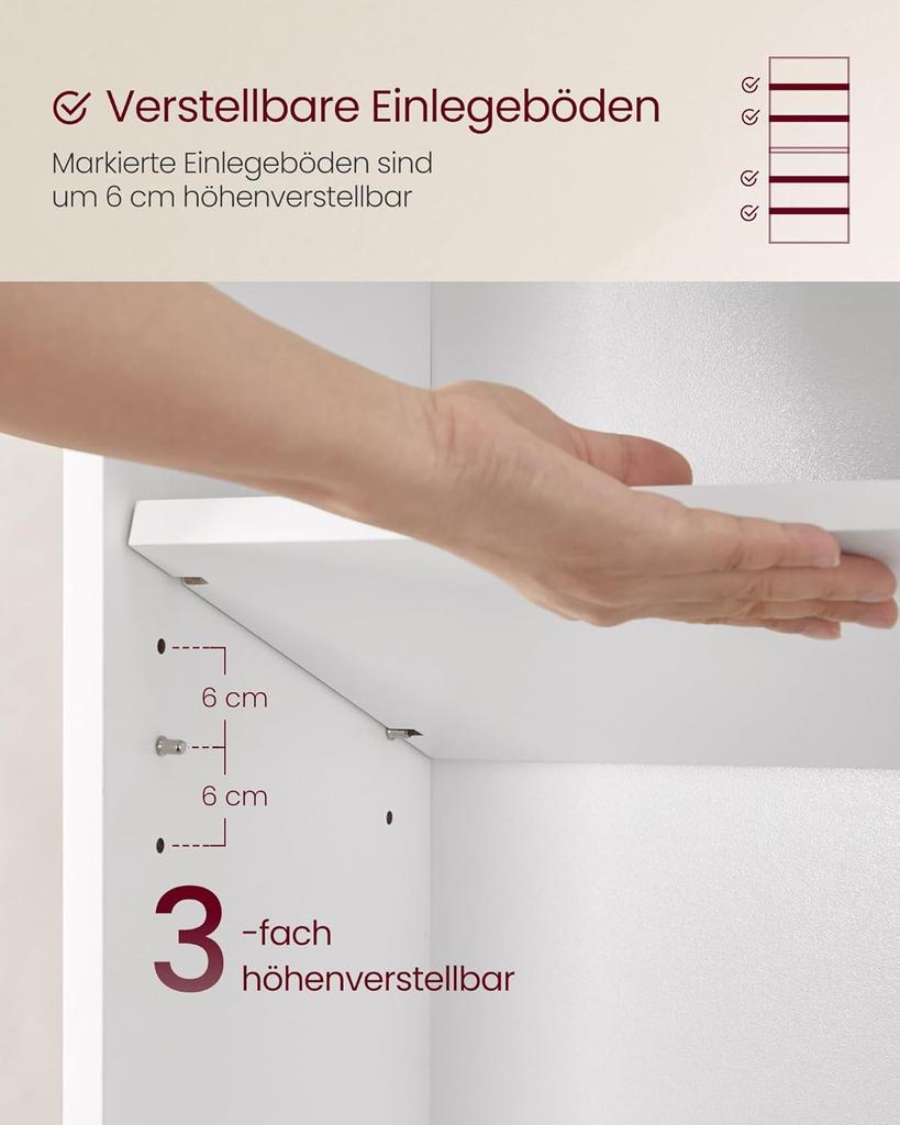 VASAGLE Libreria a 6 Ripiani Scaffale portaoggetti per Soggiorno Ufficio Camera da Letto Studio Stile Scandinavo Stile Scandinavo 24 x 60 x 178,5 cm Bianco