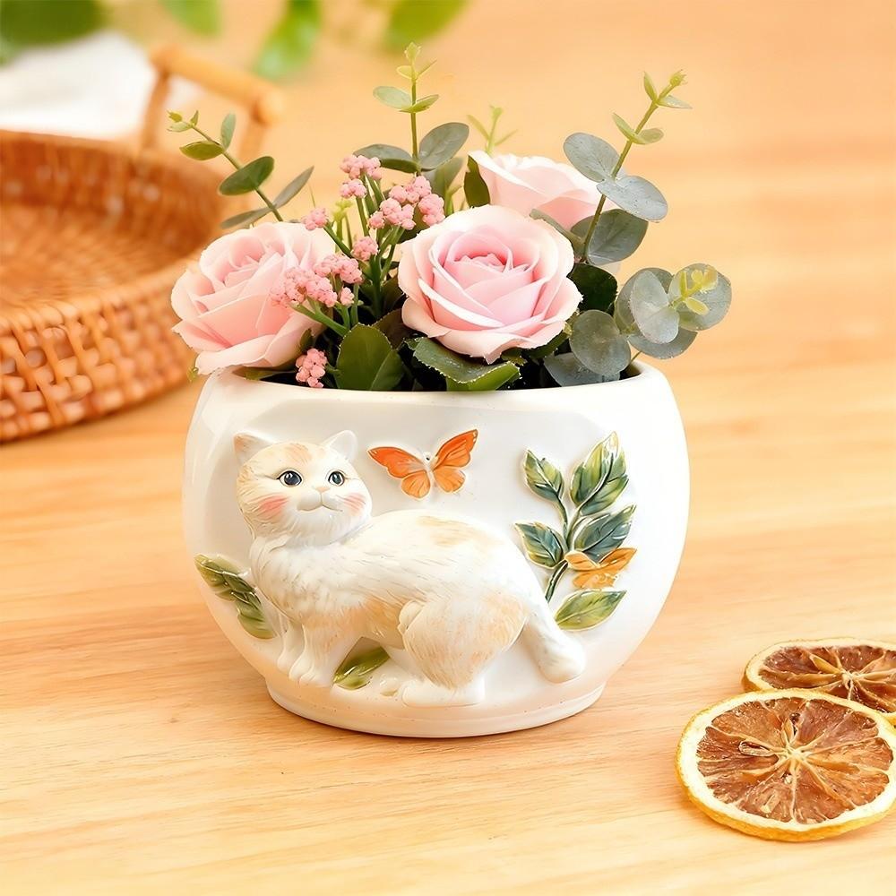Cat Shape Silicone Flowerpot Mold Non-stick Soft Candle Cup Mold Eco-Friendly Handmade Planter Mold DIY Crafts Making