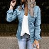 Women's Mid-Length Long-Sleeve Denim Jacket Shirt - European & American Style