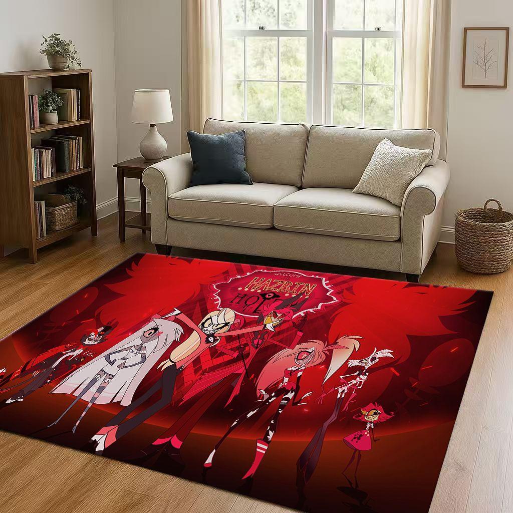 Cartoon H-Hazbin Hotel Angel Dust Alastor Living Room Non-Slip Area Rug Soft Carpet for Bedroom Sofa , Easy Clean Home Doormat