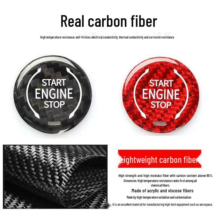 Real Carbon Fiber One-Button Start Ignition Decal for BMW, Mercedes-Benz, Volkswagen, Toyota, Nissan, Honda, Suzuki