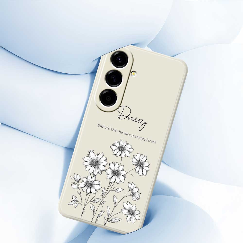 For Samsung Galaxy A56 5G Case Sketch Flowers Pattern Printing Straight Edge TPU Phone Back Cover
