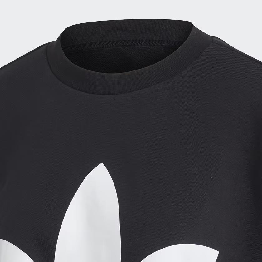 Adidas Originals Round Neck Pullover Cropped Sweatshirt Women sweatshirt Black ED4775