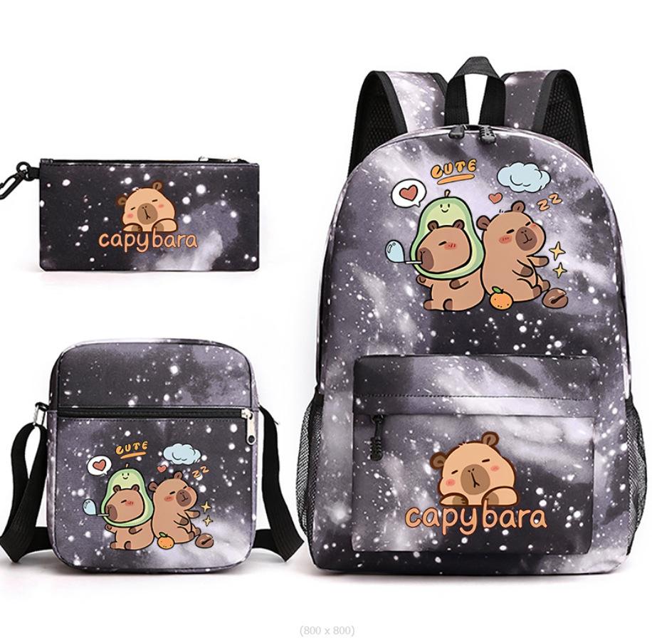 3-teiliges Schulrucksack-Set für Schüler Große Kapazität Oxford-Stoff Schultasche mit Schultergurt und Federmäppchen