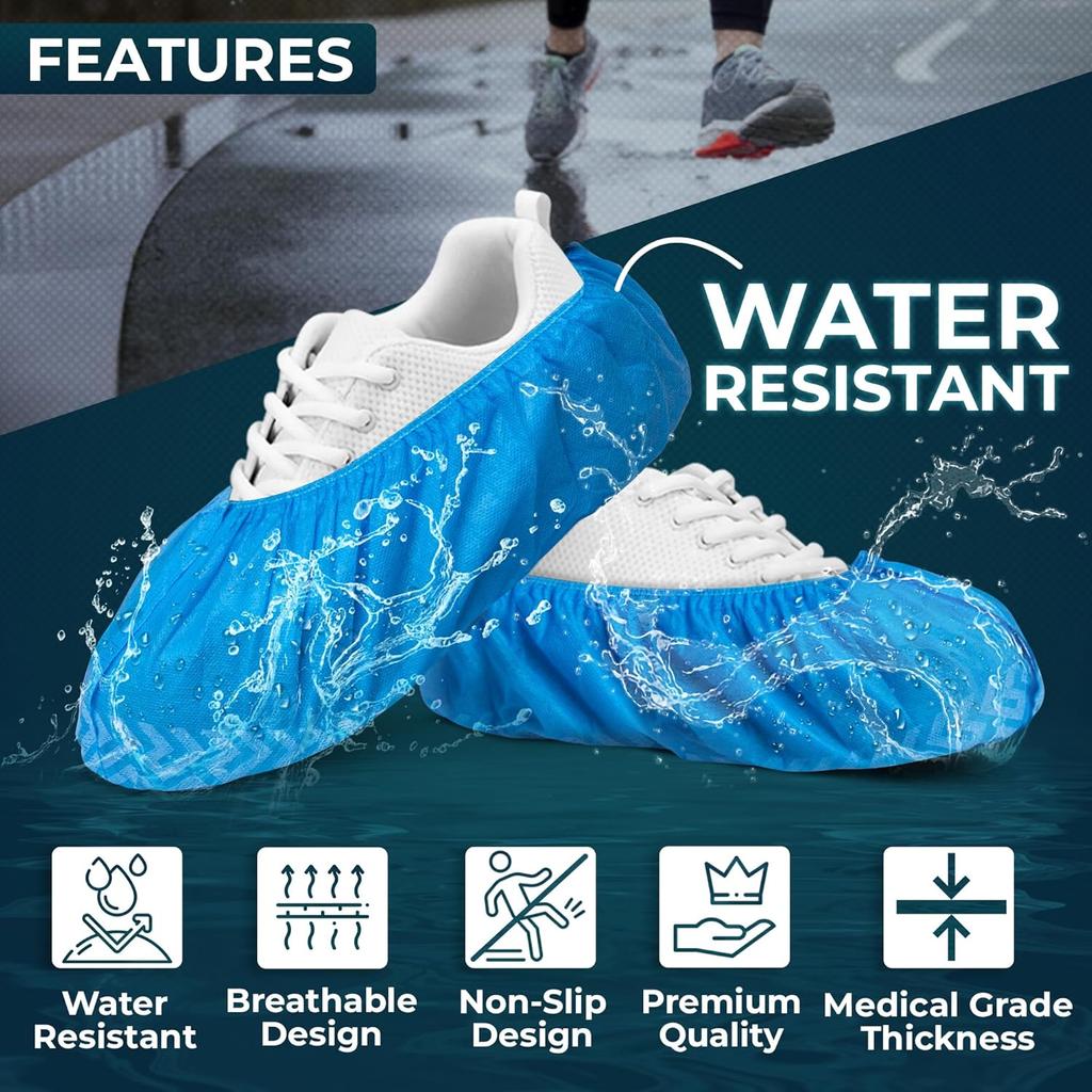 100er Pack Überschuhe Einweg Rutschfest Schwarz Vliesstoff Stiefelabdeckungen für Innenräume Atmungsaktiv Rutschfest Langlebig Stiefel