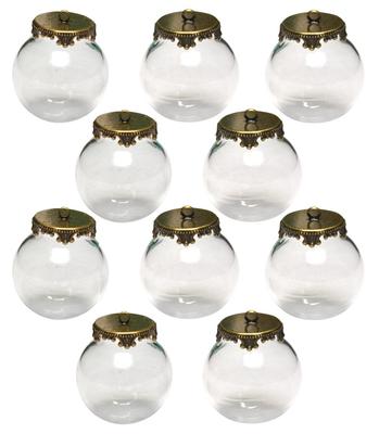 [starPG] 25mm Antique Glass Domes with Caps, Handmade Accessory Parts, Set of 10 (Bronze)