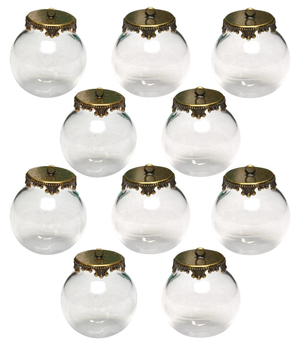 

[starPG] 25mm Antique Glass Domes with Caps, Handmade Accessory Parts, Set of 10 (Bronze)